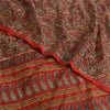 Sanskriti Vintage Sarees Red Pure Crepe Silk Paisley Printed Sari Craft Fabric