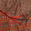 Sanskriti Vintage Sarees Red Pure Crepe Silk Paisley Printed Sari Craft Fabric