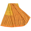 Sanskriti Vintage Sarees Yellow Pure Crepe Silk Printed Sari 5yd Craft Fabric