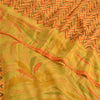 Sanskriti Vintage Sarees Yellow Pure Crepe Silk Printed Sari 5yd Craft Fabric