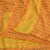 Sanskriti Vintage Sarees Yellow Pure Crepe Silk Printed Sari 5yd Craft Fabric