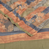 Sanskriti Vintage Sarees Multi Pure Crepe Silk Printed Sari 5yd Craft Fabric