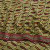 Sanskriti Vintage Sarees Green Pure Crepe Silk Printed/Fabric Patch Sari Fabric