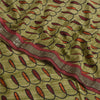 Sanskriti Vintage Sarees Green Pure Crepe Silk Printed/Fabric Patch Sari Fabric