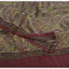 Sanskriti Vintage Sarees Cream Pure Crepe Silk Printed Sari Floral Craft Fabric