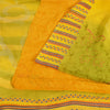 Sanskriti Vintage Sarees Yellow/Green Pure Crepe Printed Sari 5yd Craft Fabric