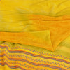 Sanskriti Vintage Sarees Yellow/Green Pure Crepe Printed Sari 5yd Craft Fabric