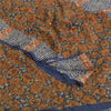 Sanskriti Vintage Sarees Blue 100% Pure Crepe Silk Printed Sari 5yd Craft Fabric