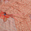 Sanskriti Vintage Sarees Peach 100%Pure Crepe Silk Printed Sari 5yd Craft Fabric