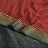 Sanskriti Vintage Sarees Red Pure Crepe Silk Hand Beaded Woven Sari Craft Fabric