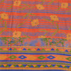 Sanskriti Vintage Sarees Orange Pure Crepe Silk Printed Sari 5yd Craft Fabric