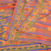 Sanskriti Vintage Sarees Orange Pure Crepe Silk Printed Sari 5yd Craft Fabric