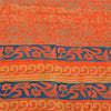 Sanskriti Vintage Sarees Orange/Blue Pure Crepe Printed Sari 5yd Craft Fabric