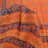 Sanskriti Vintage Sarees Orange/Blue Pure Crepe Printed Sari 5yd Craft Fabric