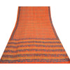 Sanskriti Vintage Sarees Orange/Blue Pure Crepe Printed Sari 5yd Craft Fabric