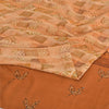 Sanskriti Vintage Sarees Brown Pure Crepe Silk Embroidered Printed Sari Fabric