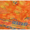 Sanskriti Vintage Sarees Orange Pure Crepe Silk Printed Sari 5yd Craft Fabric