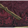 Sanskriti Vintage Sarees Purple/Black Pure Crepe Print Sari 5yd Craft Fabric