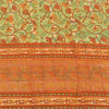 Sanskriti Vintage Sarees Green/Orange Pure Crepe Printed Sari 5yd Craft Fabric