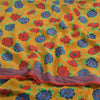 Sanskriti Vintage Sarees Saffron Pure Crepe Silk Printed Sari 5yd Craft Fabric