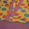 Sanskriti Vintage Sarees Saffron Pure Crepe Silk Printed Sari 5yd Craft Fabric