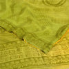 Sanskriti Vintage Sarees Yellow/Green Pure Crepe Silk Printed Sari 5yd Fabric