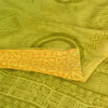 Sanskriti Vintage Sarees Yellow/Green Pure Crepe Silk Printed Sari 5yd Fabric