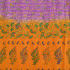 Sanskriti Vintage Sarees Purple/Yellow Pure Crepe Printed Sari 5yd Craft Fabric