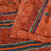 Sanskriti Vintage Sarees Pure Crepe Hand Beaded Orange Printed Sari 5yd Fabric