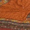 Sanskriti Vintage Sarees Saffron Pure Crepe Hand Embroidered Printed Sari Fabric