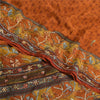 Sanskriti Vintage Sarees Saffron Pure Crepe Hand Embroidered Printed Sari Fabric