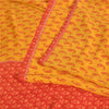 Sanskriti Vintage Sarees Yellow/Red Pure Crepe Block Print Sari 5yd Craft Fabric