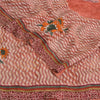 Sanskriti Vintage Sarees Peach 100% Pure Crepe Silk Print Sari 5yd Craft Fabric