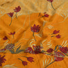 Sanskriti Vintage Sarees Pure Crepe Yellow/Saffron Printed Sari 5yd Craft Fabric