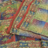 Sanskriti Vintage Sarees Multi Pure Crepe Silk Printed Sari 5yd Craft Fabric