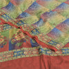 Sanskriti Vintage Sarees Multi Pure Crepe Silk Printed Sari 5yd Craft Fabric