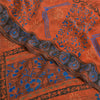 Sanskriti Vintage Sarees Orange Pure Crepe Silk Printed Sari 5yd Craft Fabric