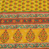 Sanskriti Vintage Sarees Yellow Pure Crepe Silk Printed Sari 5yd Craft Fabric