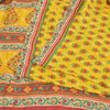 Sanskriti Vintage Sarees Yellow Pure Crepe Silk Printed Sari 5yd Craft Fabric