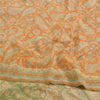 Sanskriti Vintage Sarees Orange Pure Crepe Mukesh Work Printed Sari Craft Fabric