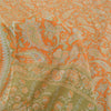 Sanskriti Vintage Sarees Orange Pure Crepe Mukesh Work Printed Sari Craft Fabric