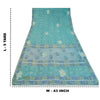 Sanskriti Vintage Sarees Blue Embroidered Pure Crepe Print Sari 5yd Craft Fabric