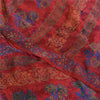 Sanskriti Vintage Sarees Red Indian Pure Crepe Silk Print Sari 5yd Craft Fabric