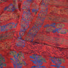 Sanskriti Vintage Sarees Red Indian Pure Crepe Silk Print Sari 5yd Craft Fabric