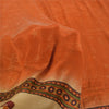 Sanskriti Vintage Sarees Cream Pure Crepe Silk Printed Sari 5yd Craft Fabric