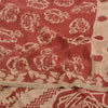 Sanskriti Vintage Sarees Red/Cream Pure Crepe Silk Printed Sari 5yd Craft Fabric