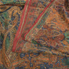 Sanskriti Vintage Sarees Pure Crepe Silk Embroidered Print Sari 5yd Craft Fabric