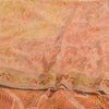 Sanskriti Vintage Sarees Peach Pure Crepe Silk Print Sari 5yd Soft Craft Fabric