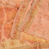 Sanskriti Vintage Sarees Peach Pure Crepe Silk Print Sari 5yd Soft Craft Fabric