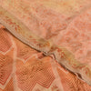 Sanskriti Vintage Sarees Peach Pure Crepe Silk Print Sari 5yd Soft Craft Fabric